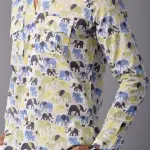 Men's Sanganeri Antique White Hunting Styled Elephant Printed Shirt | Regal Outdoor Wear